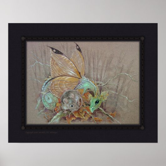 Poster Imprimer - Dragon papillon et souris (Devant)