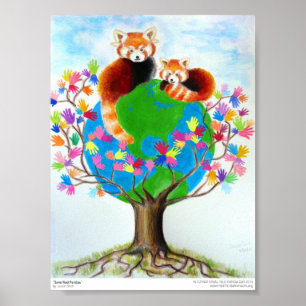Poster Imprimer "Enregistrer les pandas rouges"