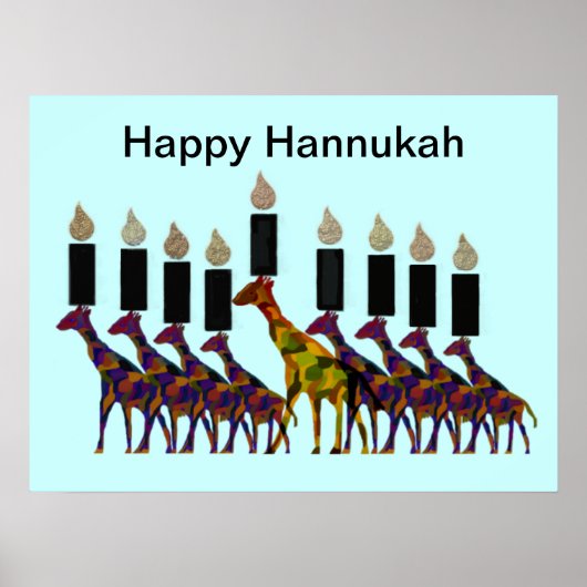 Poster Imprimer Giraffes Hannukah (Devant)