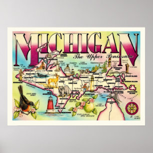 Poster Imprimer la péninsule supérieure du Michigan