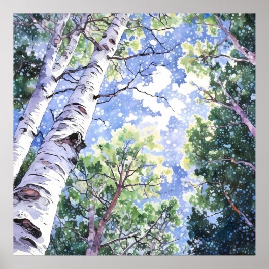 Poster Imprimer l'aquarelle de la forêt (Devant)