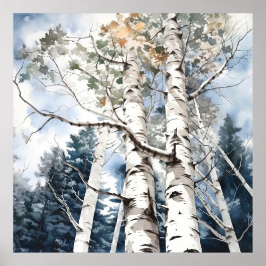 Poster Imprimer l'aquarelle de la forêt (Devant)