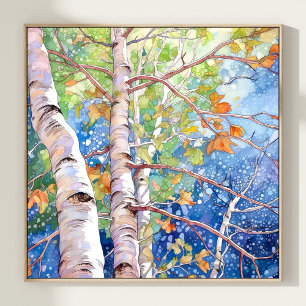 Poster Imprimer l'aquarelle de la forêt