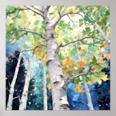 Poster Imprimer l'aquarelle de la forêt (Devant)