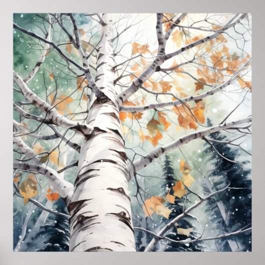 Poster Imprimer l'aquarelle de la forêt (Devant)