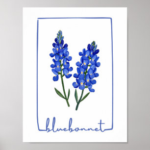 Poster Imprimer l'aquarelle de Texas Bluebonnet