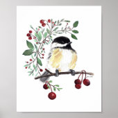 Poster Imprimer l'aquarelle en chickadee (Devant)