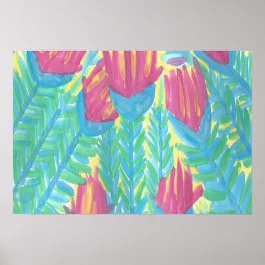 Poster Imprimer l'aquarelle Lotus Garden (Devant)