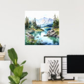 Poster Imprimer l'aquarelle Mountain Lake (Bureau à domicile)