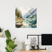 Poster Imprimer l'aquarelle Mountain Lake (Bureau à domicile)
