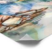 Poster Imprimer l'aquarelle Mountain Lake (Coin)