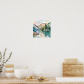 Poster Imprimer l'aquarelle Mountain Lake (Cuisine)