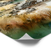 Poster Imprimer l'aquarelle Mountain Lake (Coin)