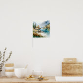 Poster Imprimer l'aquarelle Mountain Lake (Cuisine)