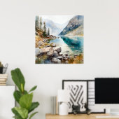 Poster Imprimer l'aquarelle Mountain Lake (Bureau à domicile)