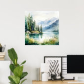 Poster Imprimer l'aquarelle Mountain Lake (Bureau à domicile)
