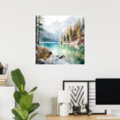 Poster Imprimer l'aquarelle Mountain Lake (Bureau à domicile)