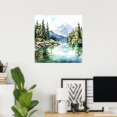 Poster Imprimer l'aquarelle Mountain Lake (Bureau à domicile)