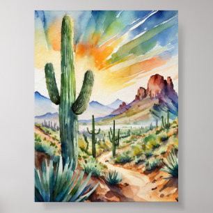 Poster Imprimer l'aquarelle Saguaro