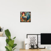 Poster Imprimer l'art coloré du coq (Bureau à domicile)
