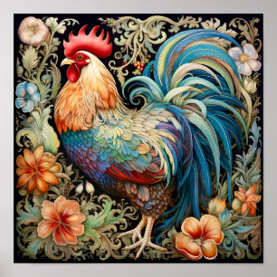 Poster Imprimer l'art coloré du coq