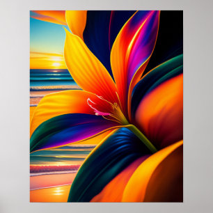 Poster Imprimer l'art des fleurs paradisiaques tropicales