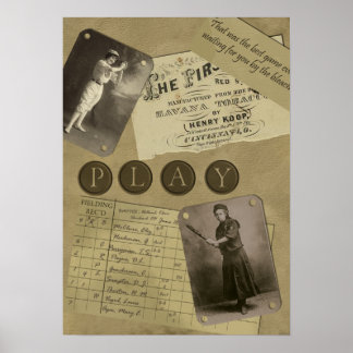 Poster Imprimer le album de baseball féminin vintage
