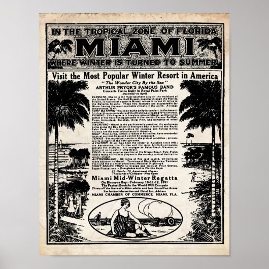 Poster Imprimer les annonces de voyage vintage Miami (Devant)