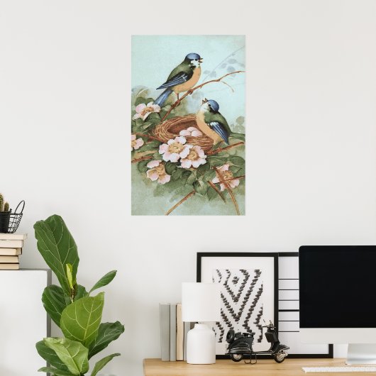 Poster Imprimer les oiseaux vintages (Bureau à domicile)