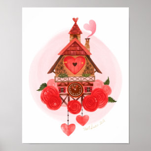 Poster Imprimer l'horloge Valentine Cuckoo