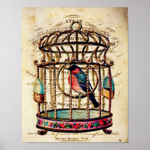 Poster Imprimer Papier Papier Français Bircage vintage