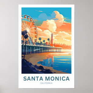 Poster Imprimer père Noël Monica California Travel