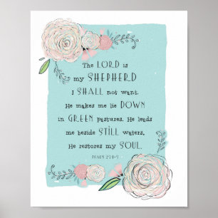 POSTER IMPRIMER PSALM 23 ART FLORAL
