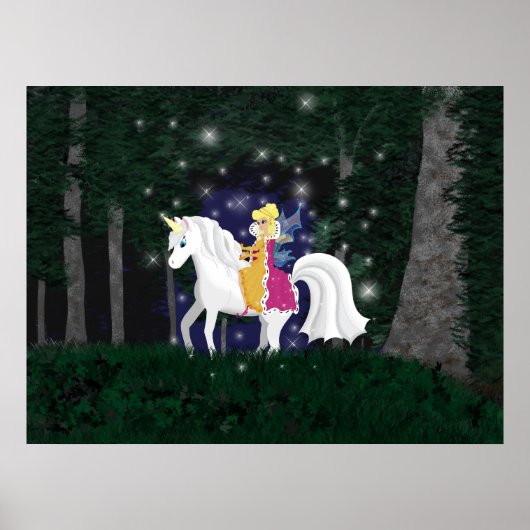 Poster Imprimer Queen Faery et Unicorn Forest (Devant)