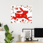 Poster Imprimer, Rabbit du Nouvel An chinois (Bureau à domicile)