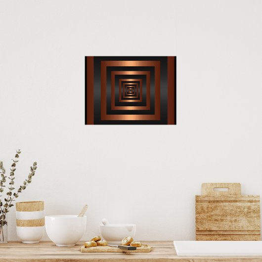 Poster Imprimer Rectangle Vision Noir & Cuivre (Cuisine)
