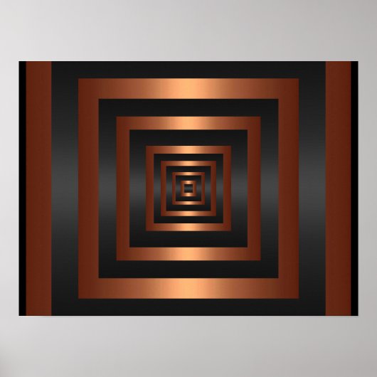 Poster Imprimer Rectangle Vision Noir & Cuivre (Devant)
