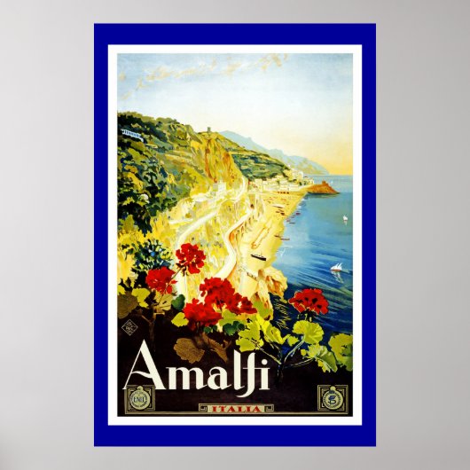 Poster Imprimer Retro Vintage Image Voyage Italie Amalfi (Devant)
