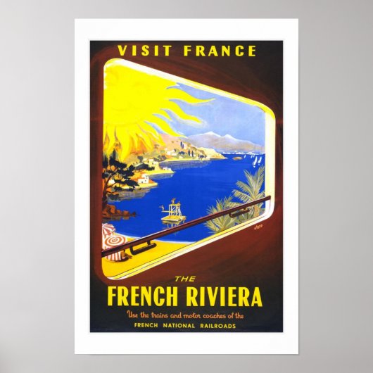 Poster Imprimer Retro Vintage Image Voyage Riviera France (Devant)