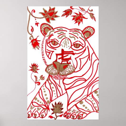 Poster Imprimer, Tigre d'astrologie chinoise (Devant)