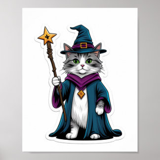 Poster Imprimer, Valeur (Semi-Brilant) Mini sorcière chat