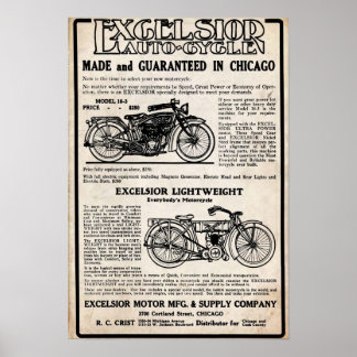 Poster Imprimer vintage Excelsior Motorcycle Company