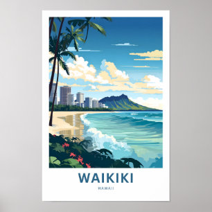 Poster Imprimer voyage Waikiki Hawaii