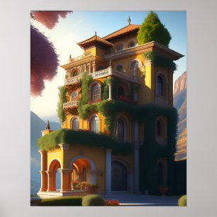 Poster Imprimerie de Villa italienne Whimsical