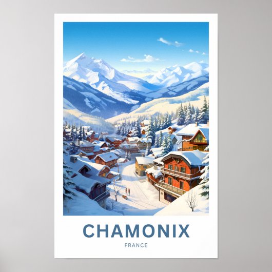 Poster Imprimerie de voyage de Chamonix France (Devant)