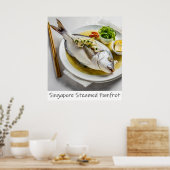 Poster Imprimerie Pomfret vapeur Singapour (Cuisine)