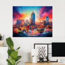 Imprimez Indianapolis Colorful Abstrait Wall Art