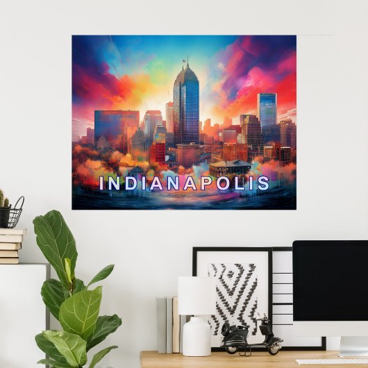 Poster Imprimez Indianapolis Colorful Abstrait Wall Art (Bureau à domicile)