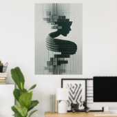 Poster Imprimez un portrait abstrait moderne mêlant le fé (Bureau à domicile)