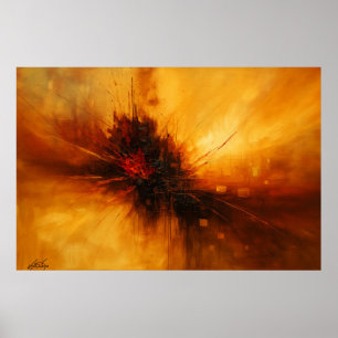 Poster Impulsion volcanique - Éruption abstraite rouge et